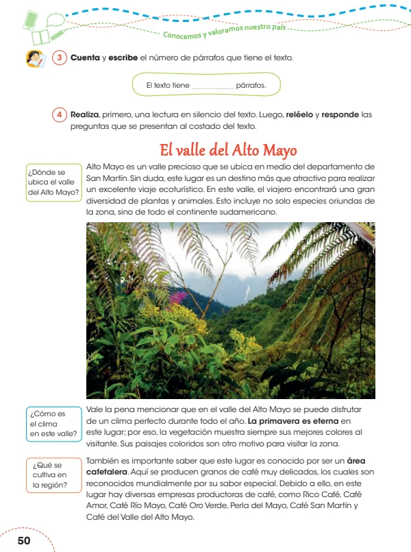 El valle del Alto Mayo - 5.° grado de Primaria (MINEDU) PDF 1 Portada de El valle del Alto Mayo - 5.° grado de Primaria - MINEDU