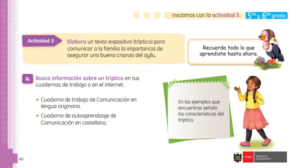 Elabora un texto expositivo (tríptico) para comunicar a la familia la importancia de asegurar una buena crianza del ayllu (MINEDU) PDF 1 Portada de Elabora un texto expositivo (tríptico) para comunicar a la familia la importancia - Primaria - MINEDU