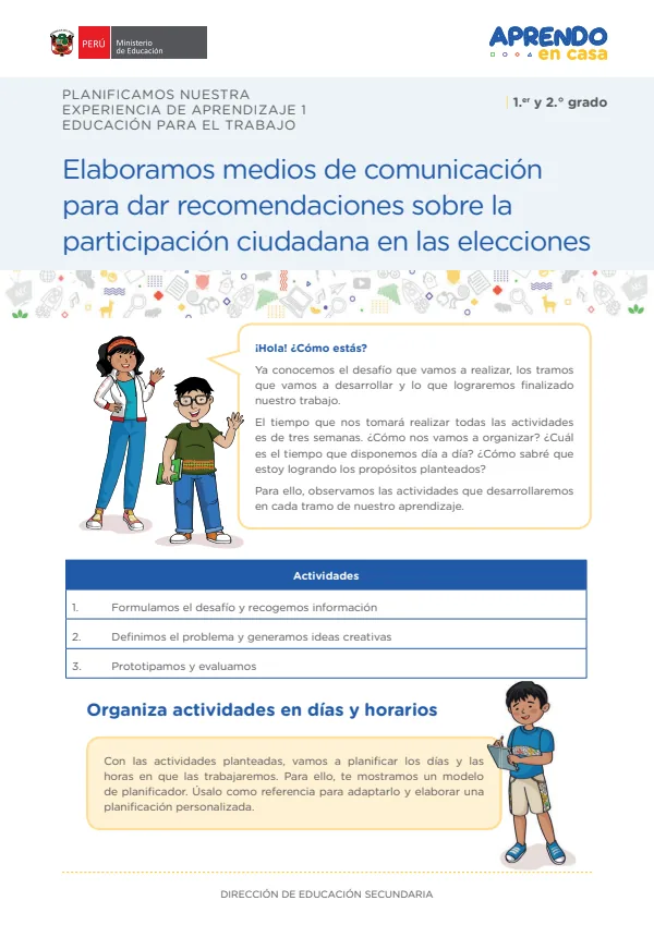 Elaboramos medios de comunicación creativos para dar recomendaciones sobre la participación ciudadana en las elecciones (MINEDU) PDF 1 Portada de Elaboramos medios de comunicación creativos para dar recomendaciones sobre - Secundaria - MINEDU