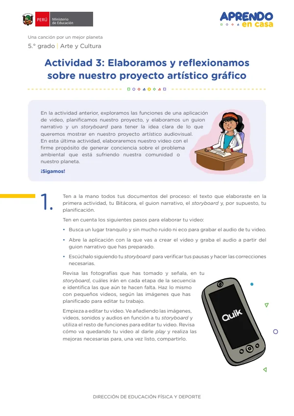 Elaboramos y reflexionamos sobre nuestro proyecto artístico gráfico - 5.° grado de Secundaria (MINEDU) PDF 1 Portada de Elaboramos y reflexionamos sobre nuestro proyecto artístico gráfico - 5.° grado - MINEDU