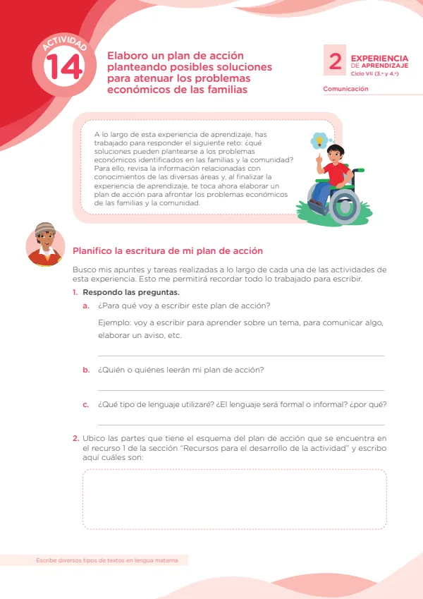 Elaboro un plan de acción planteando posibles soluciones para atenuar los problemas económicos de las familias (MINEDU) PDF 1 Portada de Elaboro un plan de acción planteando posibles soluciones para atenuar los problemas - Secundaria - MINEDU