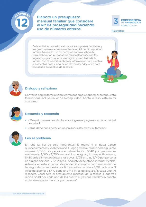 Elaboro un presupuesto mensual familiar que considere el kit - Secundaria (MINEDU) PDF 1 Portada de Elaboro un presupuesto mensual familiar que considere el kit - Secundaria - MINEDU