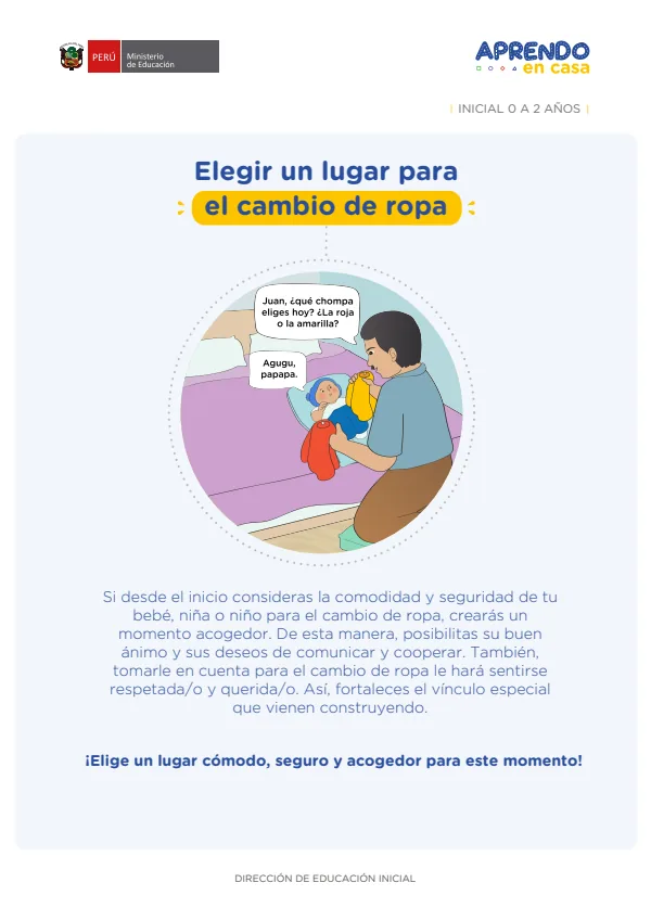 Elegir un lugar para el cambio de ropa - Inicial 0 a 2 años (MINEDU) PDF 1 Portada de Elegir un lugar para el cambio de ropa - Inicial 0 a 2 años - MINEDU