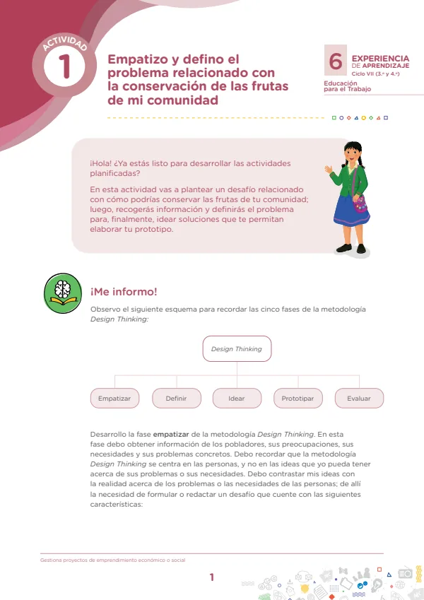 Empatizo y defino el problema relacionado con la conservación de las frutas de mi comunidad (MINEDU) PDF 1 Portada de Empatizo y defino el problema relacionado con la conservación de las frutas de mi - Secundaria - MINEDU
