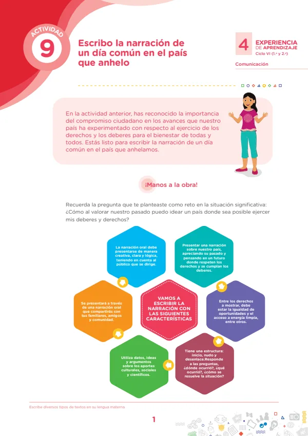 Escribo la narración de un día común en el país que anhelo - Secundaria (MINEDU) PDF 1 Portada de Escribo la narración de un día común en el país que anhelo - Secundaria - MINEDU