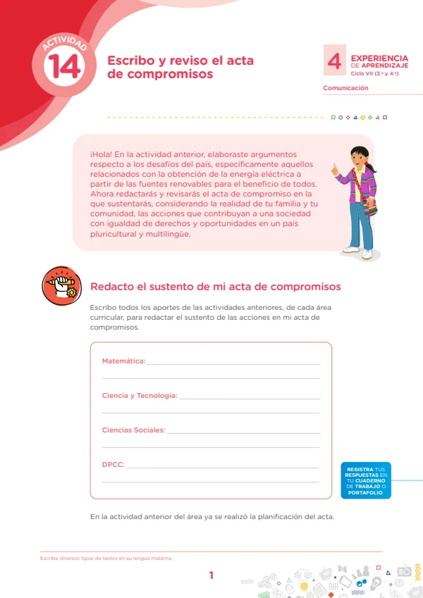 Escribo y reviso el acta de compromisos - Secundaria (MINEDU) PDF 1 Portada de Escribo y reviso el acta de compromisos - Secundaria - MINEDU