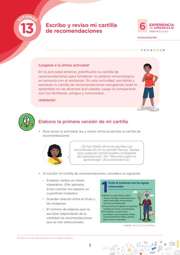 Escribo y reviso mi cartilla de recomendaciones - Secundaria (MINEDU) PDF 1 Portada de Escribo y reviso mi cartilla de recomendaciones - Secundaria - MINEDU