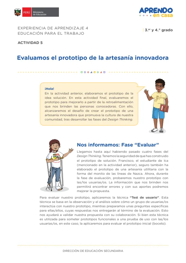 Evaluamos el prototipo de la artesanía innovadora - Secundaria (MINEDU) PDF 1 Portada de Evaluamos el prototipo de la artesanía innovadora - Secundaria - MINEDU