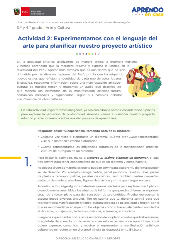 Experimentamos con el lenguaje del arte para planificar nuestro proyecto artístico (MINEDU) PDF 1 Portada de Experimentamos con el lenguaje del arte para planificar nuestro proyecto artístico - Secundaria - MINEDU