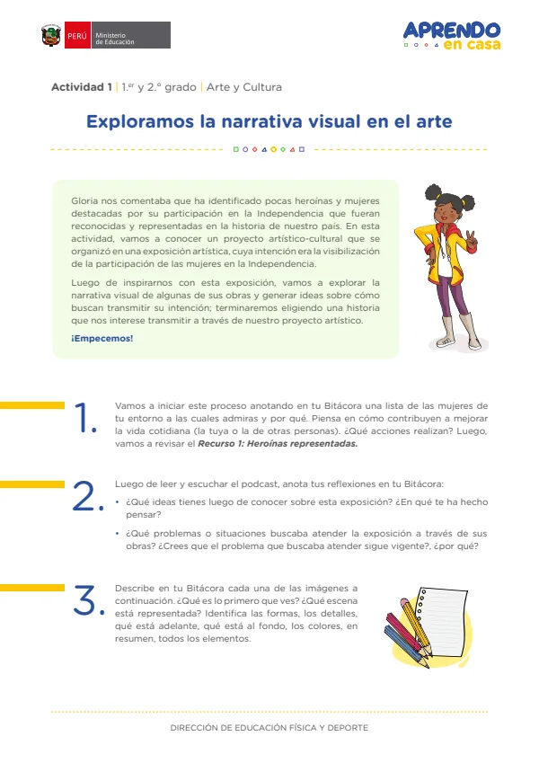 Exploramos la narrativa visual en el arte, 1.er y 2. grado (MINEDU) PDF 1 Portada de Exploramos la narrativa visual en el arte, 1.er y 2. grado - MINEDU