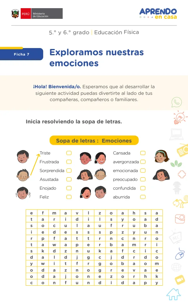 Exploramos nuestras emociones - Primaria (MINEDU) PDF 1 Portada de Exploramos nuestras emociones - Primaria - MINEDU