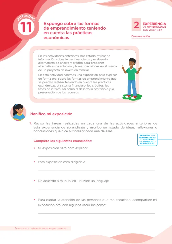 Expongo sobre las formas de emprendimiento teniendo en cuenta las prácticas económicas (MINEDU) PDF 1 Portada de Expongo sobre las formas de emprendimiento teniendo en cuenta las prácticas económicas - Secundaria - MINEDU