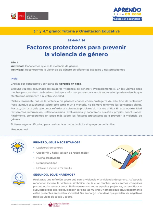 Factores protectores para prevenir la violencia de género - Secundaria (MINEDU) PDF 1 Portada de Factores protectores para prevenir la violencia de género - Secundaria - MINEDU