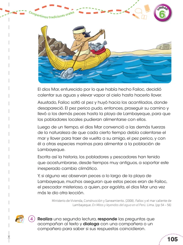 Failoc y el mar caliente de Lambayeque - 3.° grado de Primaria (MINEDU) PDF 1 Portada de Failoc y el mar caliente de Lambayeque - 3.° grado de Primaria - MINEDU
