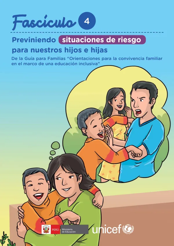 Fascículo 4. Previniendo situaciones de riesgo para nuestros hijos e hijas - Secundaria (MINEDU) PDF 1 Portada de Fascículo 4. Previniendo situaciones de riesgo para nuestros hijos e hijas - Secundaria - MINEDU