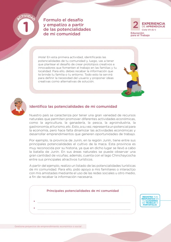 Formulo el desafío y empatizo a partir de las potencialidades de mi comunidad - 5.° grado de Secundaria (MINEDU) PDF 1 Portada de Formulo el desafío y empatizo a partir de las potencialidades de mi comunidad - 5.° - 5.º grado de Secundaria - MINEDU