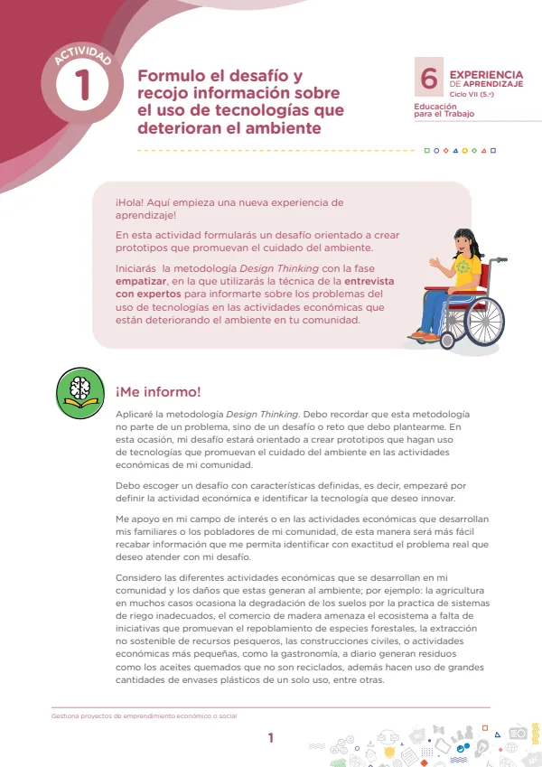 Formulo el desafío y recojo información sobre el uso de tecnologías que deterioran el ambiente (MINEDU) PDF 1 Portada de Formulo el desafío y recojo información sobre el uso de tecnologías que deterioran - 5.º grado de Secundaria - MINEDU