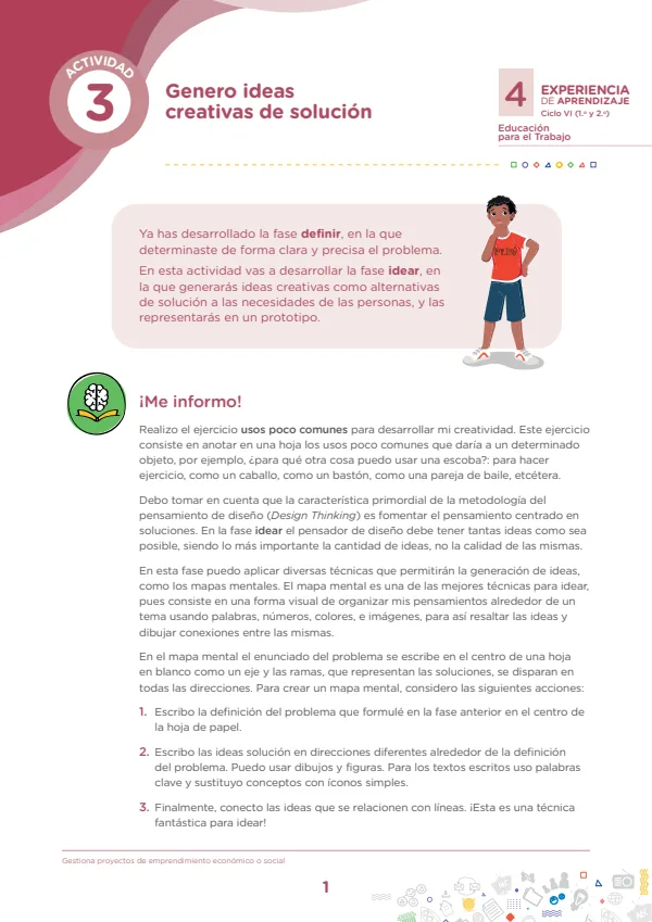 Genero ideas creativas de solución - Secundaria (MINEDU) PDF 1 Portada de Genero ideas creativas de solución - Secundaria - MINEDU