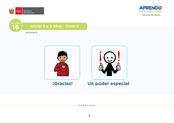 ¡Gracias! Un poder especial - Inicial 3 a 5 años - Ciclo II (MINEDU) PDF 1 Portada de ¡Gracias! Un poder especial - Inicial 3 a 5 años - Ciclo II - MINEDU