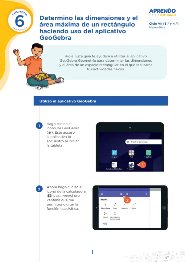 Guia Determinamos dimensiones y areas con Geogebra Ciclo VII Matemática - Secundaria (MINEDU) PDF 1 Portada de Guia Determinamos dimensiones y areas con Geogebra Ciclo VII Matemática - Secundaria - MINEDU