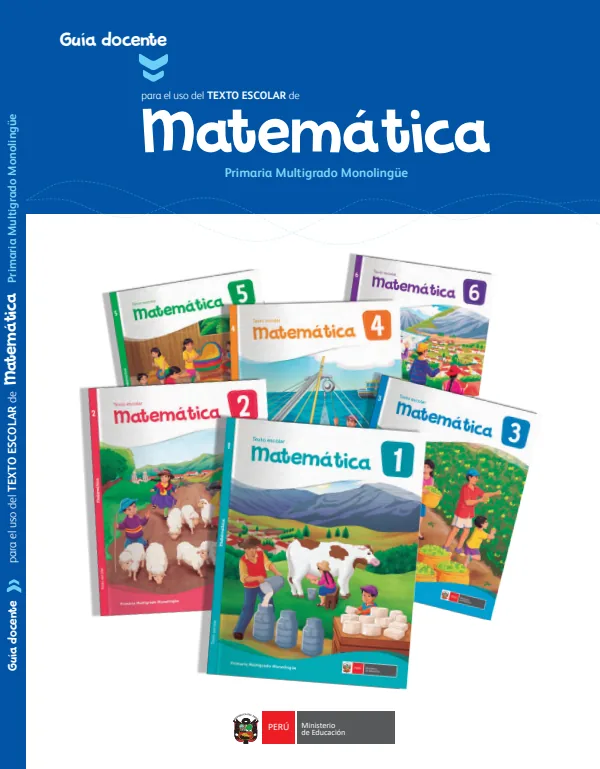Guía docente para el uso del texto escolar de matemática 1.° a 6.°: primaria multigrado monolingüe (MINEDU) PDF 1 Portada de Guía docente para el uso del texto escolar de matemática 1.° a 6.°: primaria multigrado - MINEDU