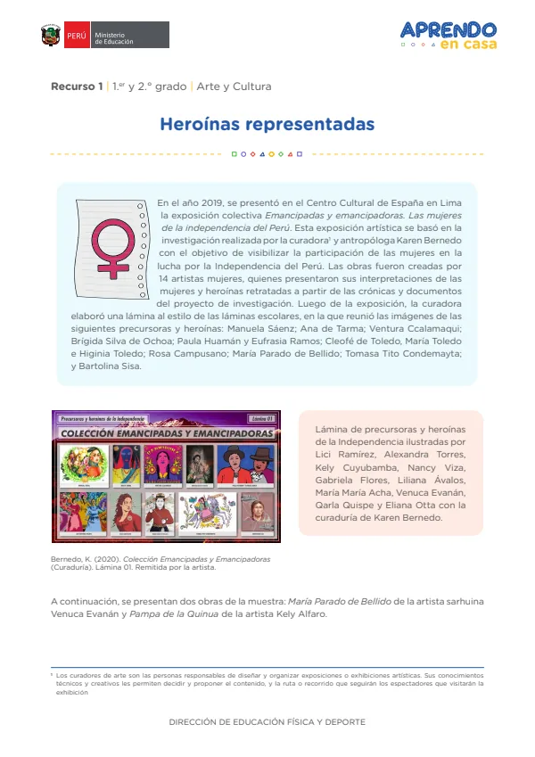 Heroínas Representadas , 1.er y 2. grado (MINEDU) PDF 1 Portada de Heroínas Representadas , 1.er y 2. grado - MINEDU