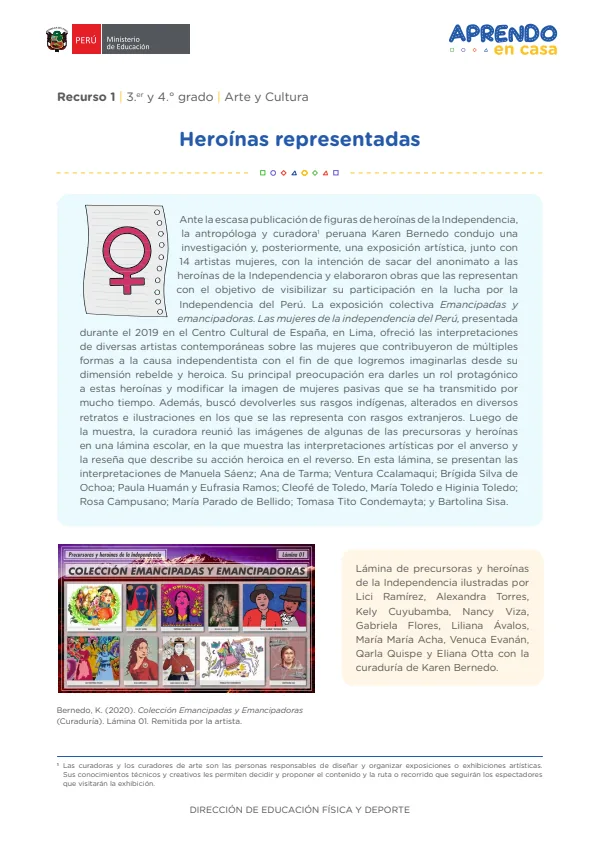 Heroínas Representadas , 3.er y 4. grado (MINEDU) PDF 1 Portada de Heroínas Representadas , 3.er y 4. grado - MINEDU