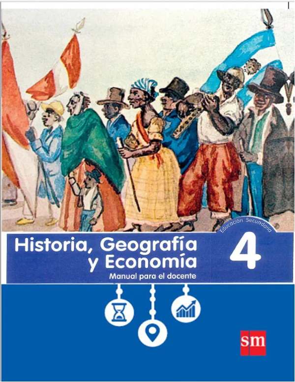 Historia, Geografía y Economía 4 - Manual para el Docente (MINEDU) PDF 1 Portada de Historia, Geografía y Economía 4 - Manual para el Docente - MINEDU