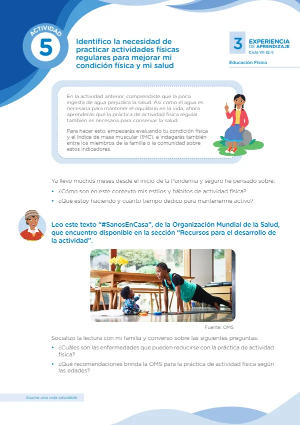 Identifico la necesidad de practicar actividades físicas regulares - 5.° grado de Secundaria (MINEDU) PDF 1 Portada de Identifico la necesidad de practicar actividades físicas regulares - 5.° grado - MINEDU