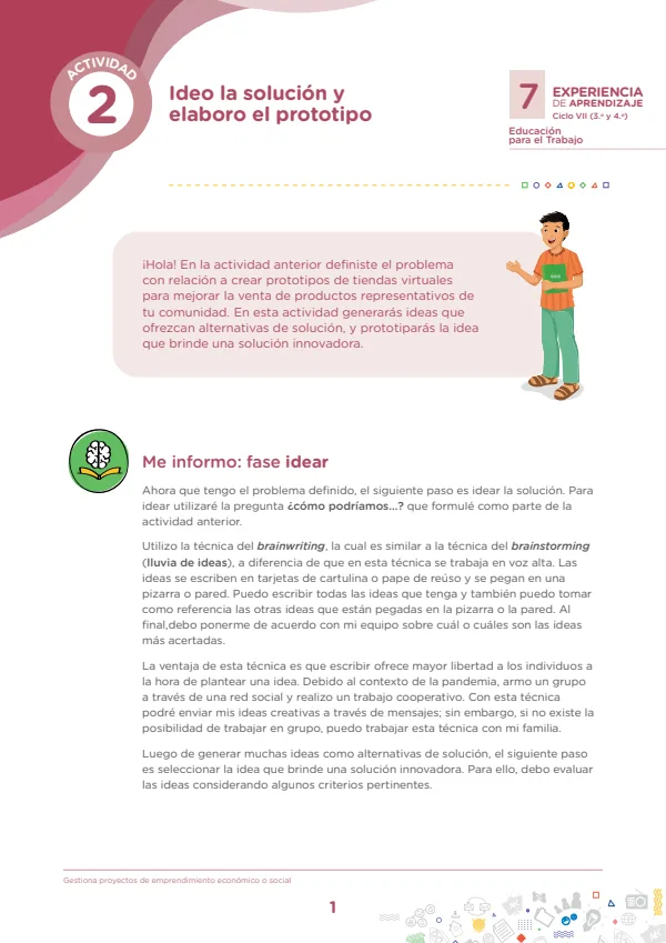Ideo la solución y elaboro el prototipo, Actividad 2 - Secundaria (MINEDU) PDF 1 Portada de Ideo la solución y elaboro el prototipo, Actividad 2 - Secundaria - MINEDU