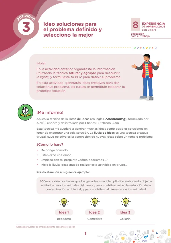 Ideo soluciones para el problema definido - 5.° grado de Secundaria (MINEDU) PDF 1 Portada de Ideo soluciones para el problema definido - 5.° grado de Secundaria - MINEDU