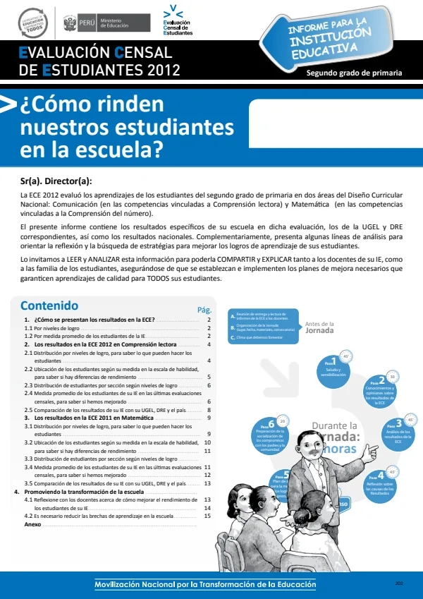 Informe para la institución educativa - ECE 2012 (Informes para instituciones educativas en el tiempo) (MINEDU) PDF 1 Portada de Informe para la institución educativa - ECE 2012 (Informes para instituciones - Evaluaciones UMC (ECE y ENLA) - MINEDU