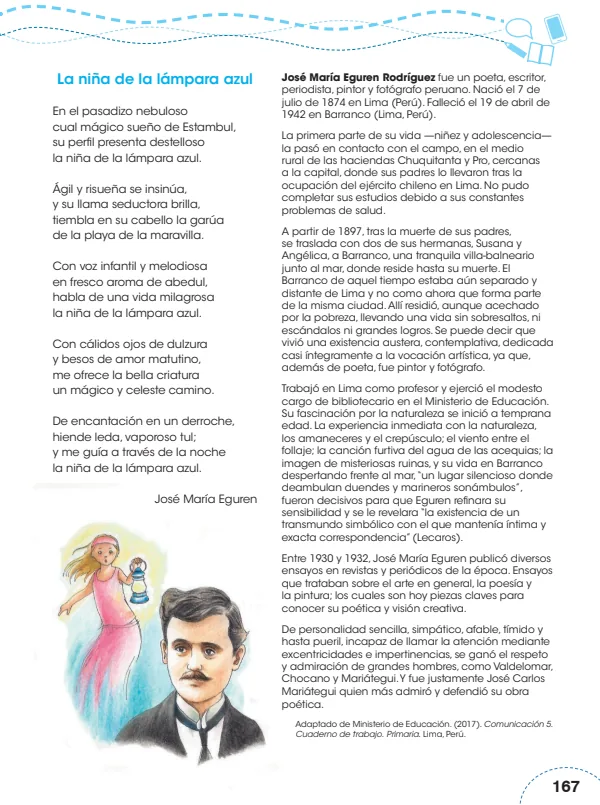 José María Eguren Rodríguez - 5.° grado de Primaria (MINEDU) PDF 1 Portada de José María Eguren Rodríguez - 5.° grado de Primaria - MINEDU