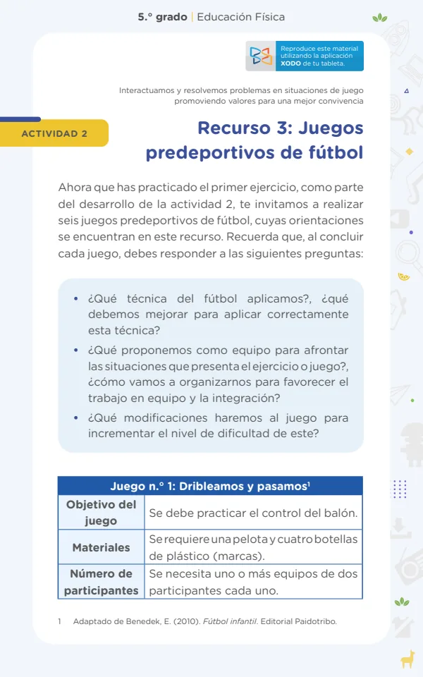 Juegos predeportivos de fútbol - 5.° grado de Secundaria (MINEDU) PDF 1 Portada de Juegos predeportivos de fútbol - 5.° grado de Secundaria - MINEDU