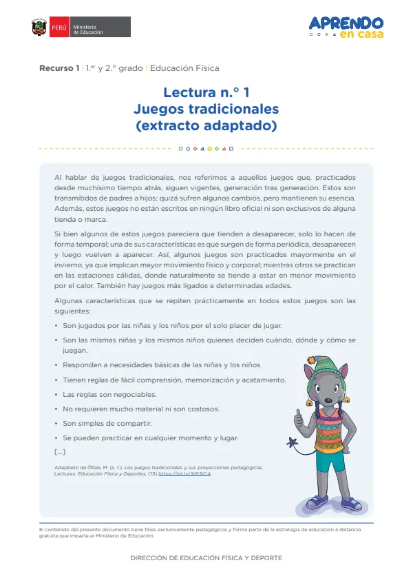 Juegos tradicionales - Secundaria (MINEDU) PDF 1 Portada de Juegos tradicionales - Secundaria - MINEDU