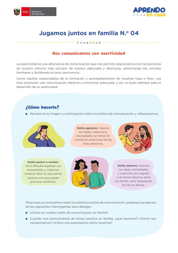 Jugamos juntos en familia 4 - Secundaria (MINEDU) PDF 1 Portada de Jugamos juntos en familia 4 - Secundaria - MINEDU