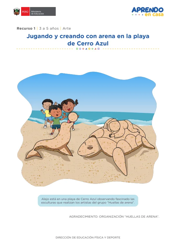 Jugando y creando con arena en la playa de Cerro Azul: recurso, 1. 3 a 5 años, Arte (MINEDU) PDF 1 Portada de Jugando y creando con arena en la playa de Cerro Azul: recurso, 1. 3 a 5 años, Arte - MINEDU