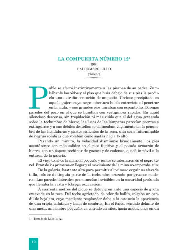 La compuerta número 12: 1904. Baldomero Lillo - 2.° grado de Secundaria (MINEDU) PDF 1 Portada de La compuerta número 12: 1904. Baldomero Lillo - 2.° grado de Secundaria - MINEDU