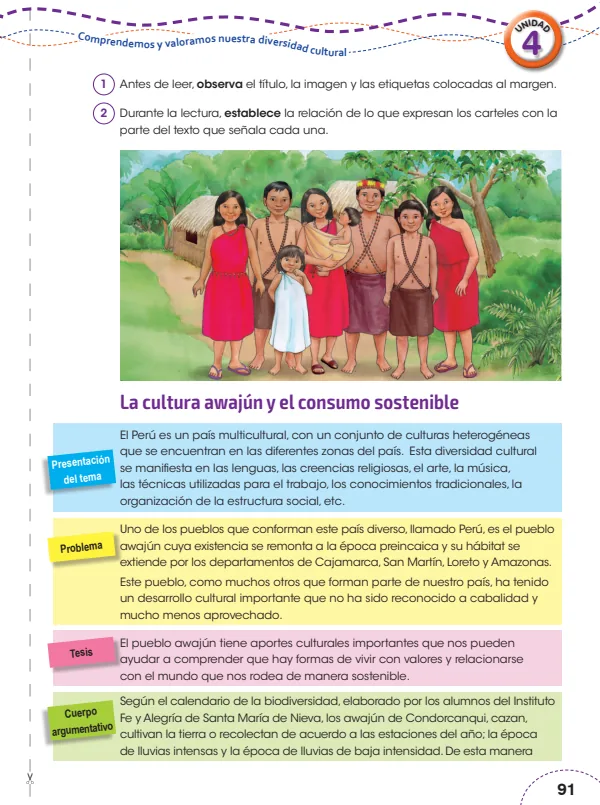 La cultura awajún y el consumo sostenible - 5.° grado de Primaria (MINEDU) PDF 1 Portada de La cultura awajún y el consumo sostenible - 5.° grado de Primaria - MINEDU