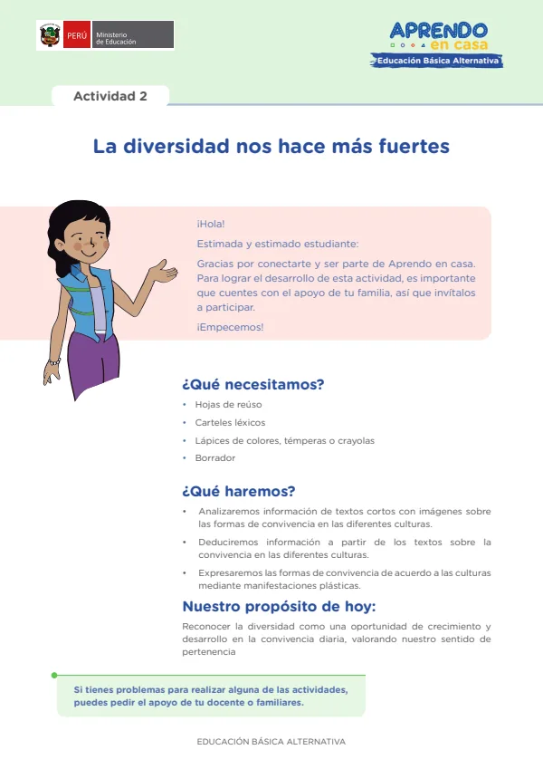 La diversidad nos hace más fuertes - Educación Inicial (MINEDU) PDF 1 Portada de La diversidad nos hace más fuertes - Educación Inicial - Educación Básica Alternativa (EBA) - MINEDU