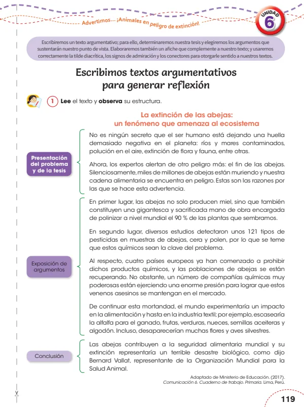 La extinción de las abejas: un fenómeno que amenaza al ecosistema - 6.° grado de Primaria (MINEDU) PDF 1 Portada de La extinción de las abejas: un fenómeno que amenaza al ecosistema - 6.° grado - MINEDU