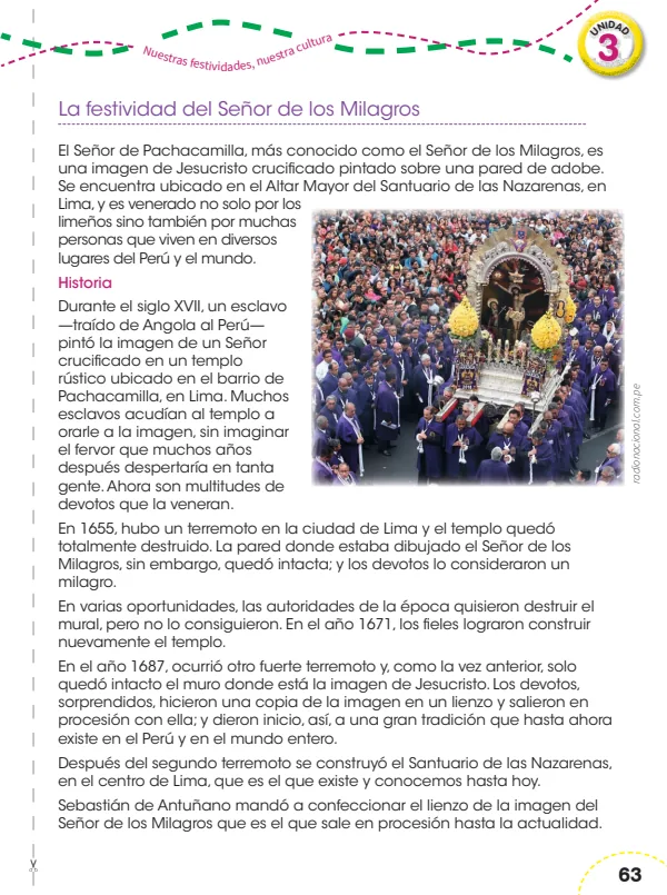 La festividad del Señor de los Milagros - 4.° grado de Primaria (MINEDU) PDF 1 Portada de La festividad del Señor de los Milagros - 4.° grado de Primaria - MINEDU