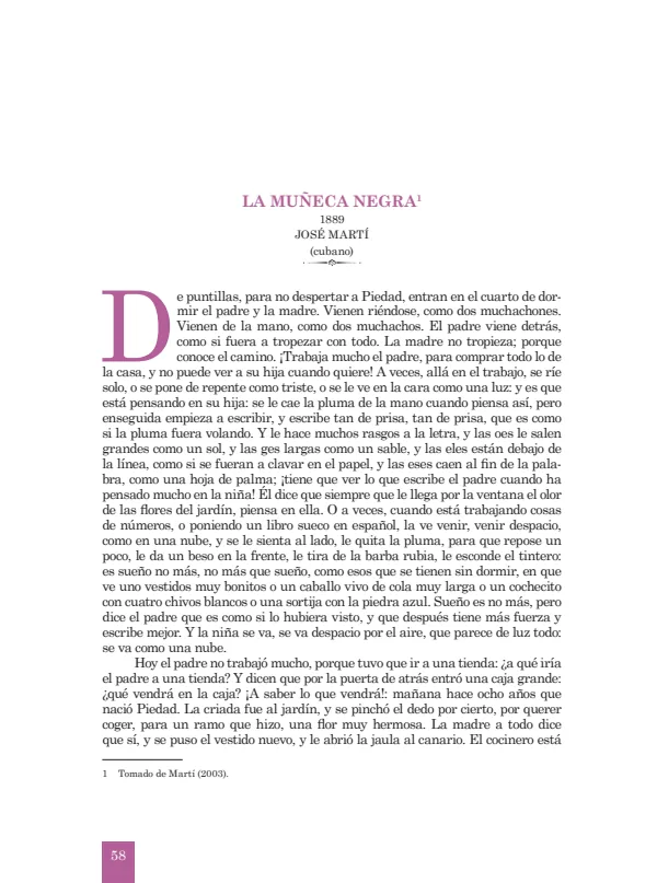 La muñeca negra: 1889. José Martí - 4.° grado de Secundaria (MINEDU) PDF 1 Portada de La muñeca negra: 1889. José Martí - 4.° grado de Secundaria - MINEDU