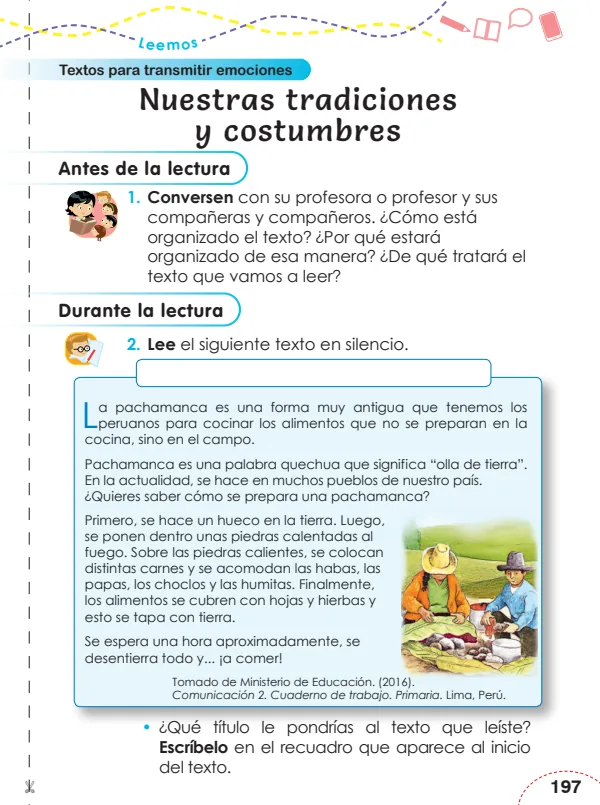 La pachamanca - 3.° grado de Primaria (MINEDU) PDF 1 Portada de La pachamanca - 3.° grado de Primaria - MINEDU