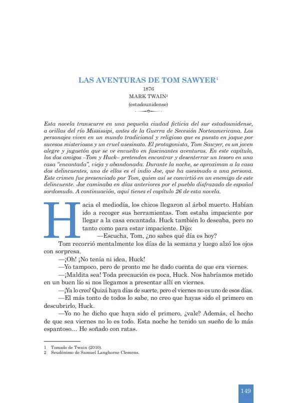 Las aventuras de Tom Sawyer: 1876. Mark Twain - 1.° grado de Secundaria (MINEDU) PDF 1 Portada de Las aventuras de Tom Sawyer: 1876. Mark Twain - 1.° grado de Secundaria - MINEDU