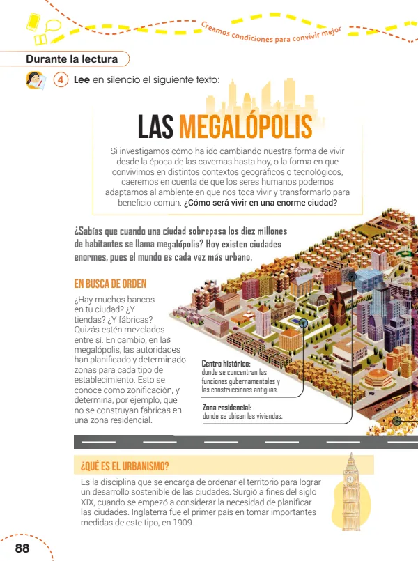 Las Megalópolis - 4.° grado de Primaria (MINEDU) PDF 1 Portada de Las Megalópolis - 4.° grado de Primaria - MINEDU