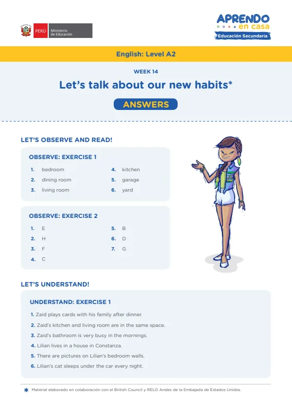 Learning experience W14: Let's talk about our new habits, English: Level A2, Activity: Home sweet home (MINEDU) PDF 1 Portada de Learning experience W14: Let's talk about our new habits, English: Level A2, Activity - 4.º grado de Secundaria - MINEDU