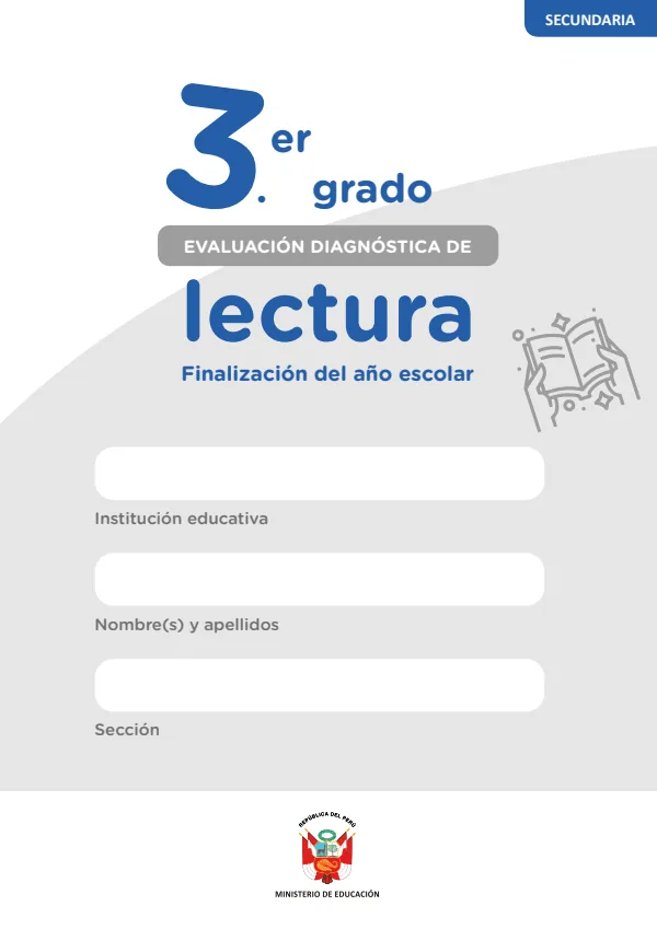 Lectura: evaluación diagnóstica, 3 grado: finalización del año escolar (MINEDU) PDF 1 Portada de Lectura: evaluación diagnóstica, 3 grado: finalización del año escolar - MINEDU