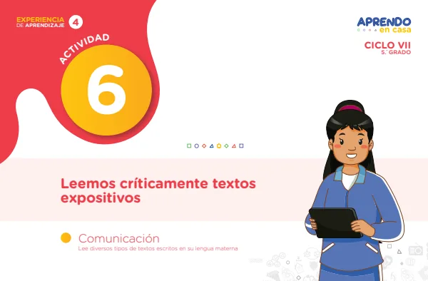 Leemos críticamente textos expositivos - 5.° grado de Secundaria (MINEDU) PDF 1 Portada de Leemos críticamente textos expositivos - 5.° grado de Secundaria - MINEDU