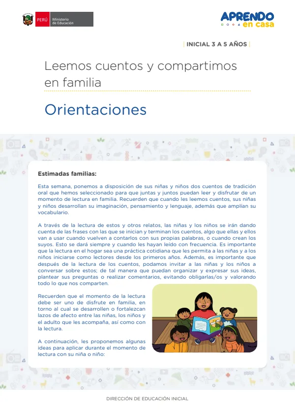 Leemos Juntos: Leemos cuentos y compartimos en familia. Inicial 3 a 5 años (MINEDU) PDF 1 Portada de Leemos Juntos: Leemos cuentos y compartimos en familia. Inicial 3 a 5 años - Aprendo en Casa - MINEDU